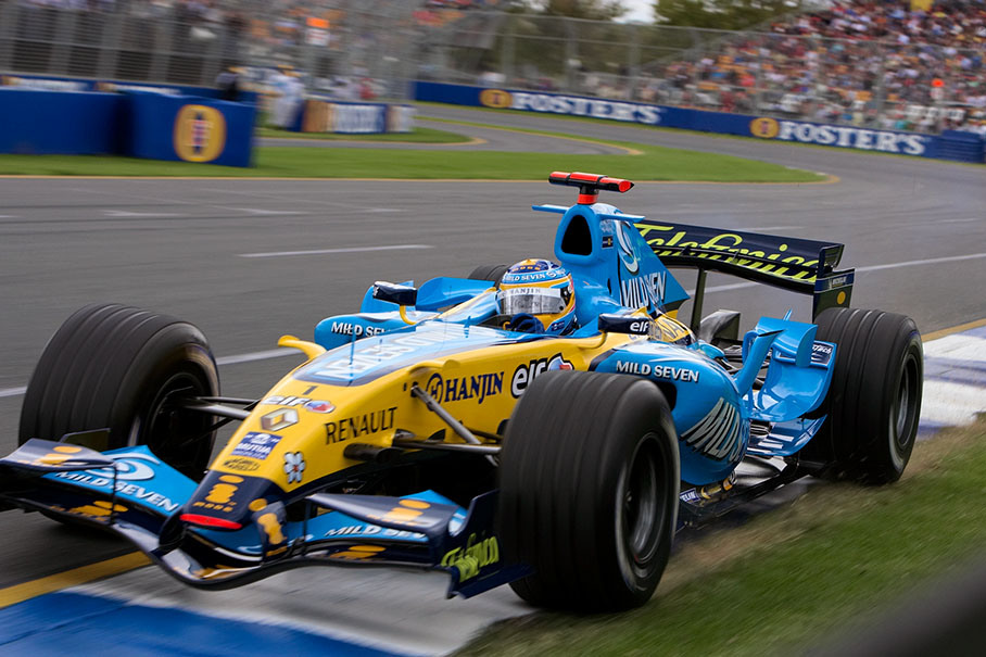 Fernando Alonso shaving the grass