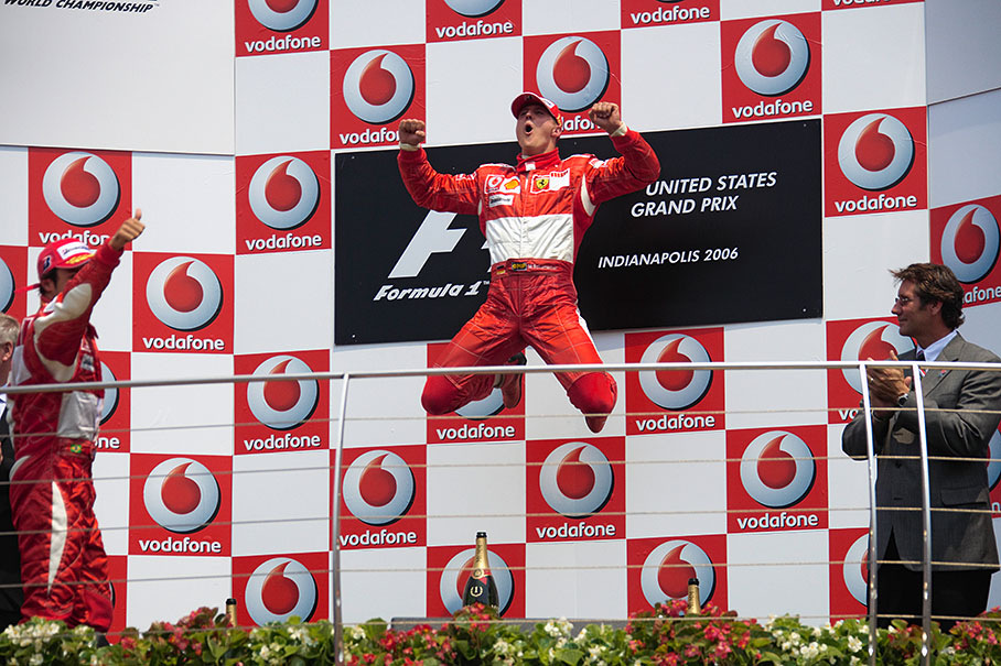 Michael Schumacher's jumps have become less frequent, but still very high as usual :)