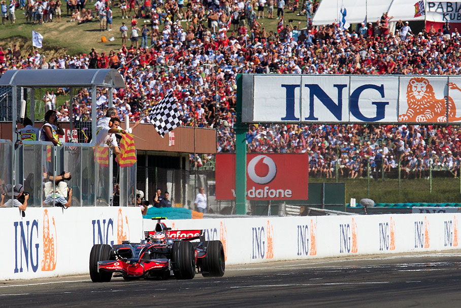 Kovalainen takes the chequered flag to win the Hungarian Grand Prix
