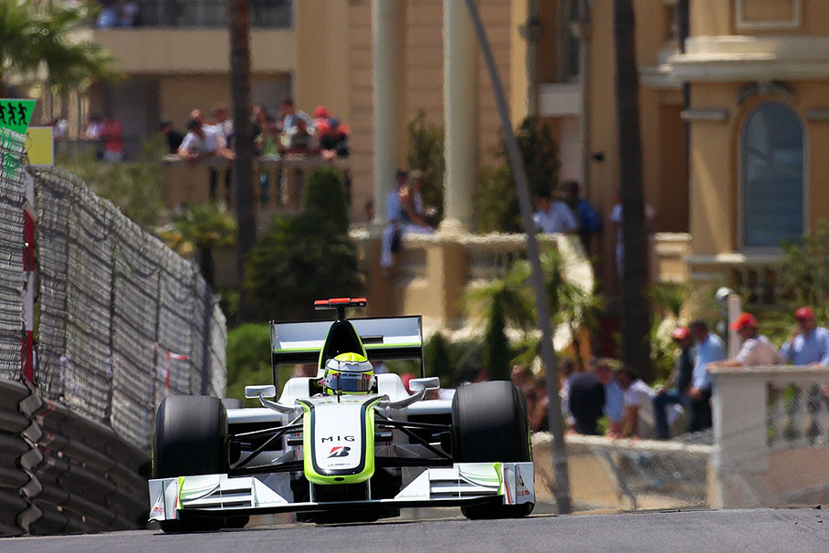 Race leader Jenson Button at Beau Rivage turn