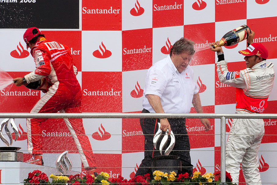 Champagne shower for Norbert Haug