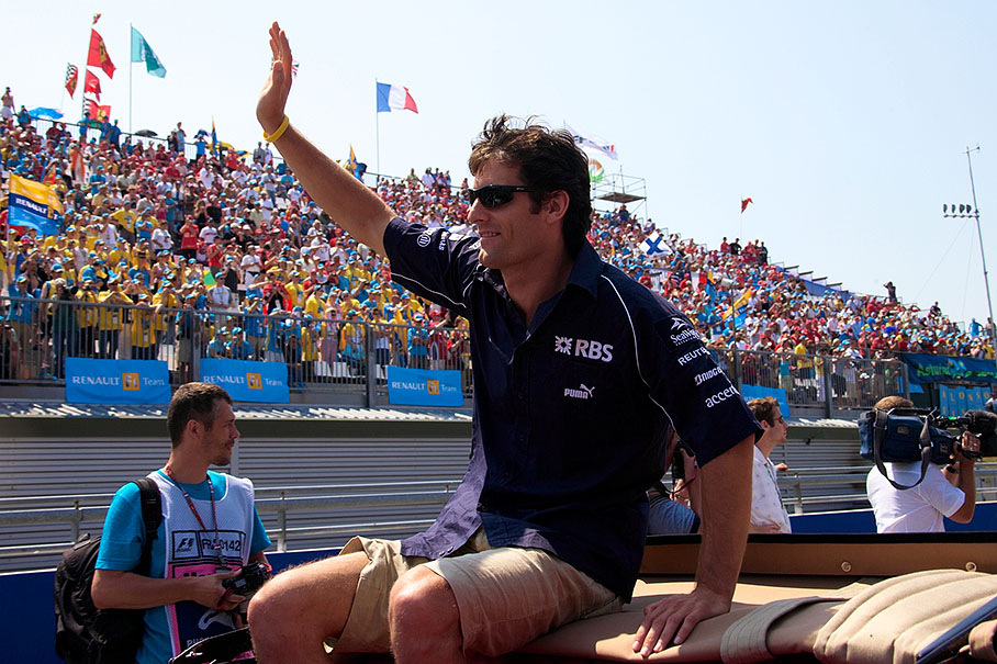 Mark Webber greeting the fan masses