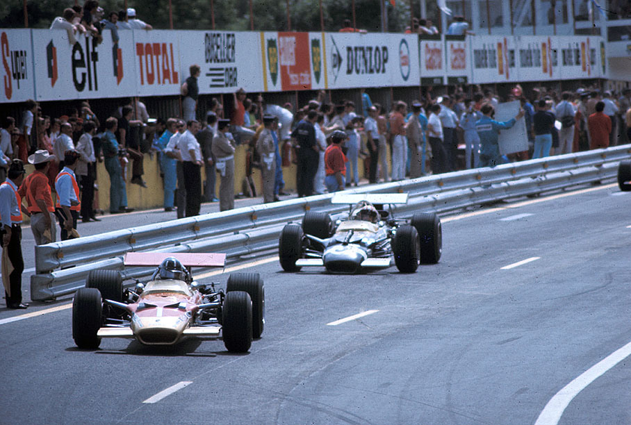 Graham Hill on Lotus-Cosworth 49B