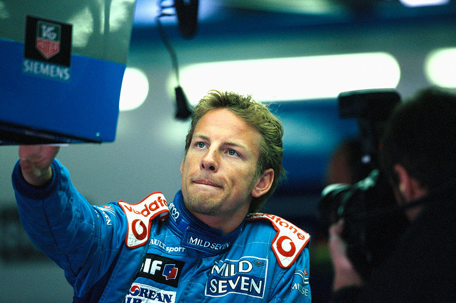 Jenson Button during practice in the pits