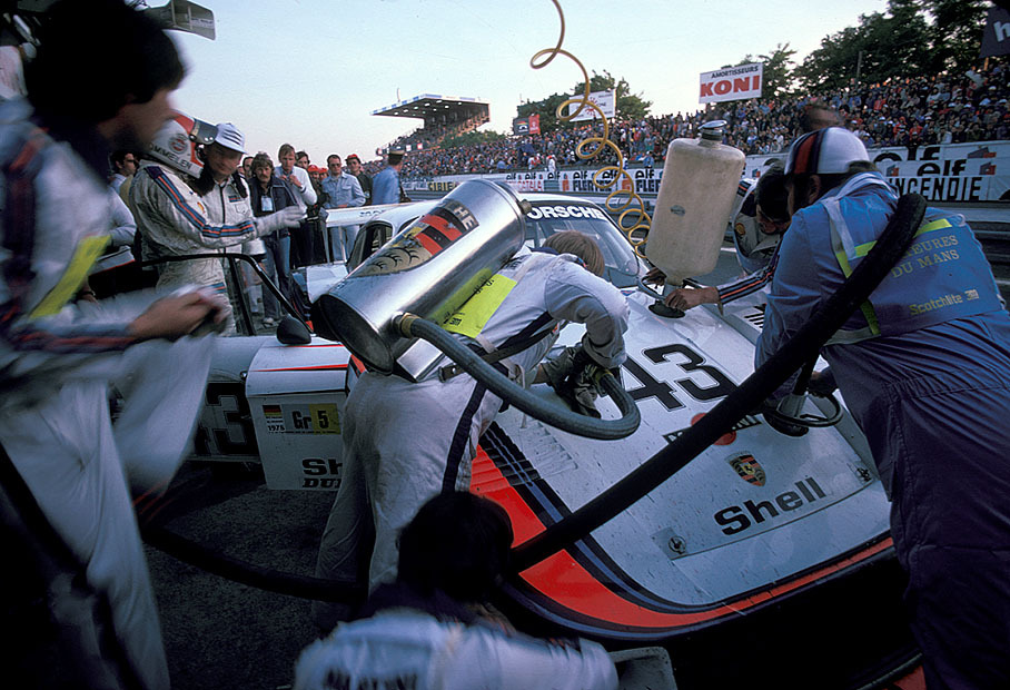 Martini Racing Porsche System's Porsche 935/78 (Type-3.2L Turbo Flat-6) #43 driven by Manfred Schurti and Rolf Stommelen
