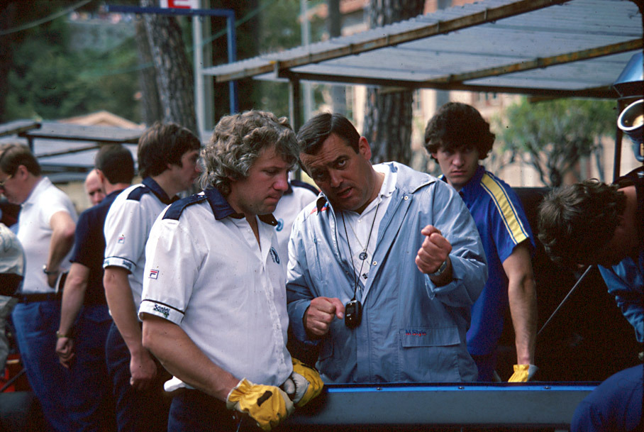 Brabham's chief mechanic Charlie Whiting and BMW's Paul Rosche