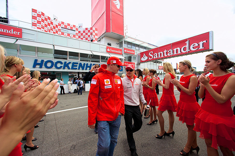 The two finns stroll to drivers parade - Kimi Raikkonen and Heikki Kovalainen