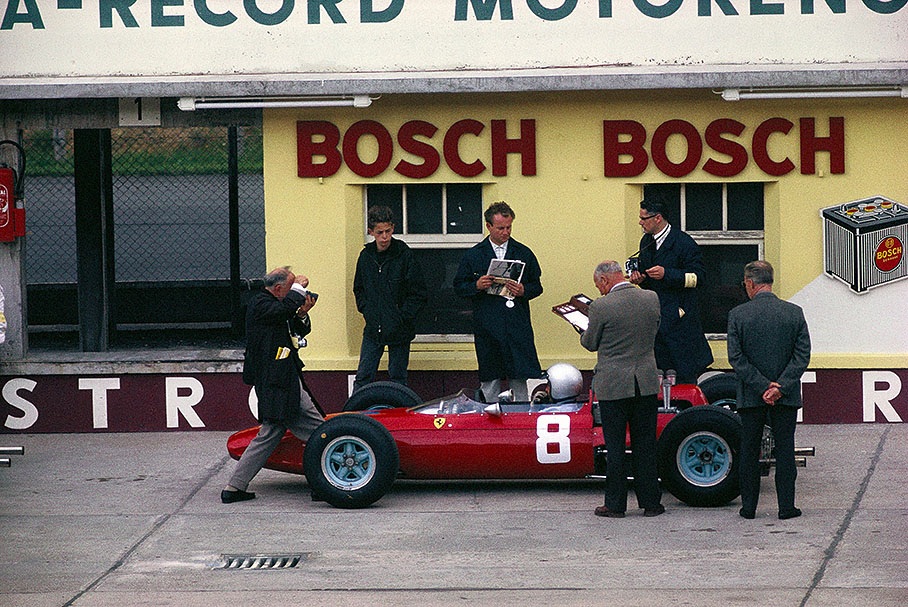 Lorenzo Bandini in his Ferrari during practice