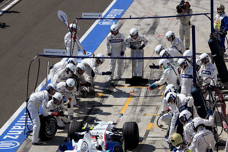 Pit stop of Robert Kubica, BMW Sauber F1