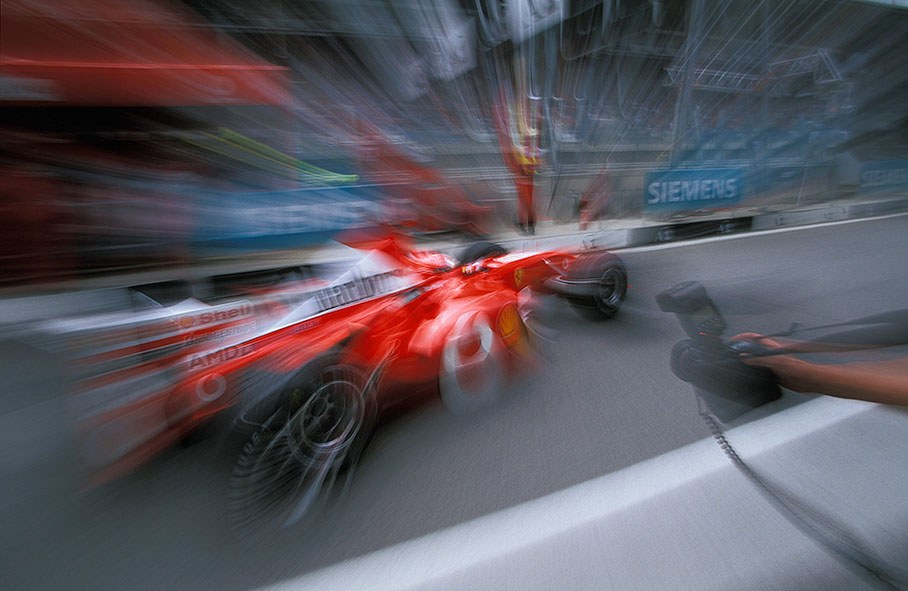 Michael Schumacher in the pit lane