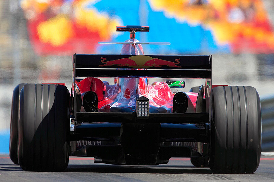 Scuderia Toro Rosso's Vitantonio Liuzzi exiting the pit lane
