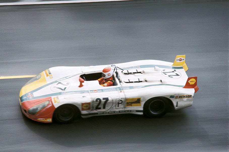 Porsche 908/2L 005 #27 driven by Rudi Lins (A) / Helmut Marko (A) arrives third after 24 hours