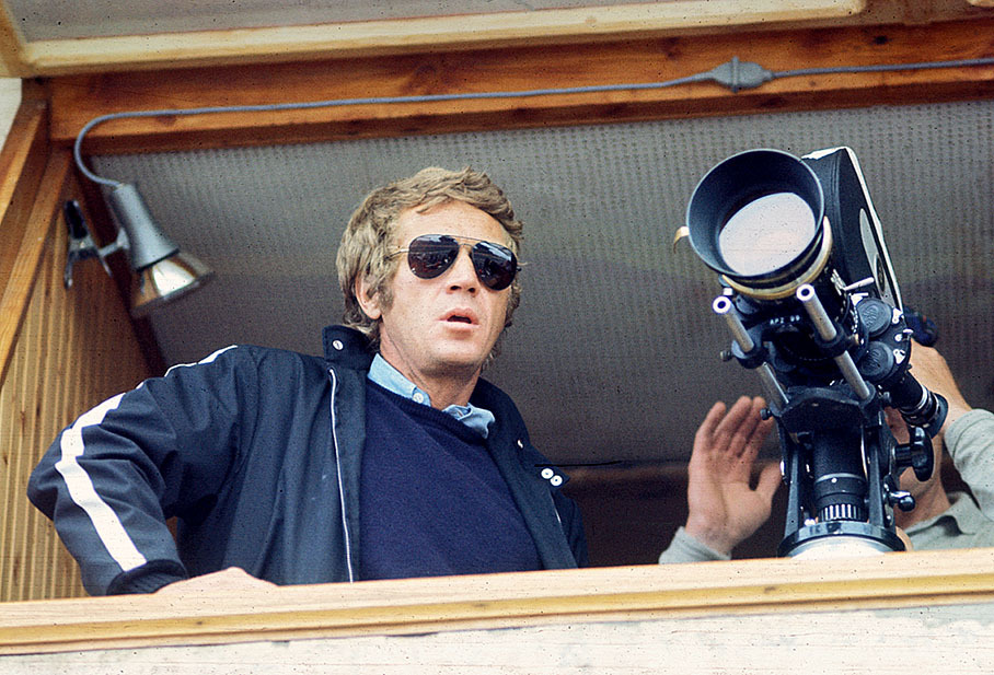Movie actor Steve McQueen during the production of the famous movie 'Le Mans'