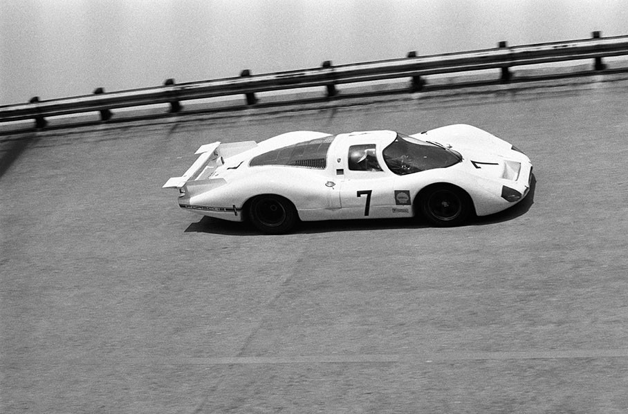 The second placed Porsche 908 LH #025 (No. 7) of Porsche System Engineering, driven by Hans Herrmann (D) and Kurt Ahrens, Jr. (D), 1000km Monza 1969