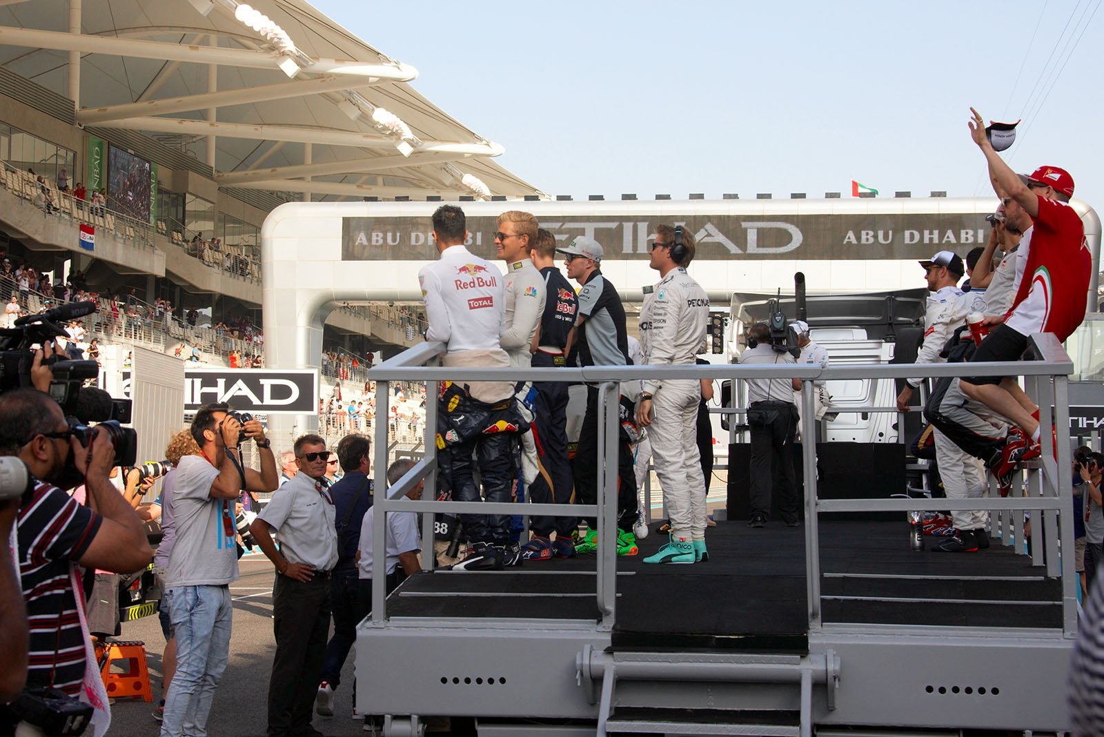 Drivers parade ahead of the Abu Dhabi Grand Prix, 2016