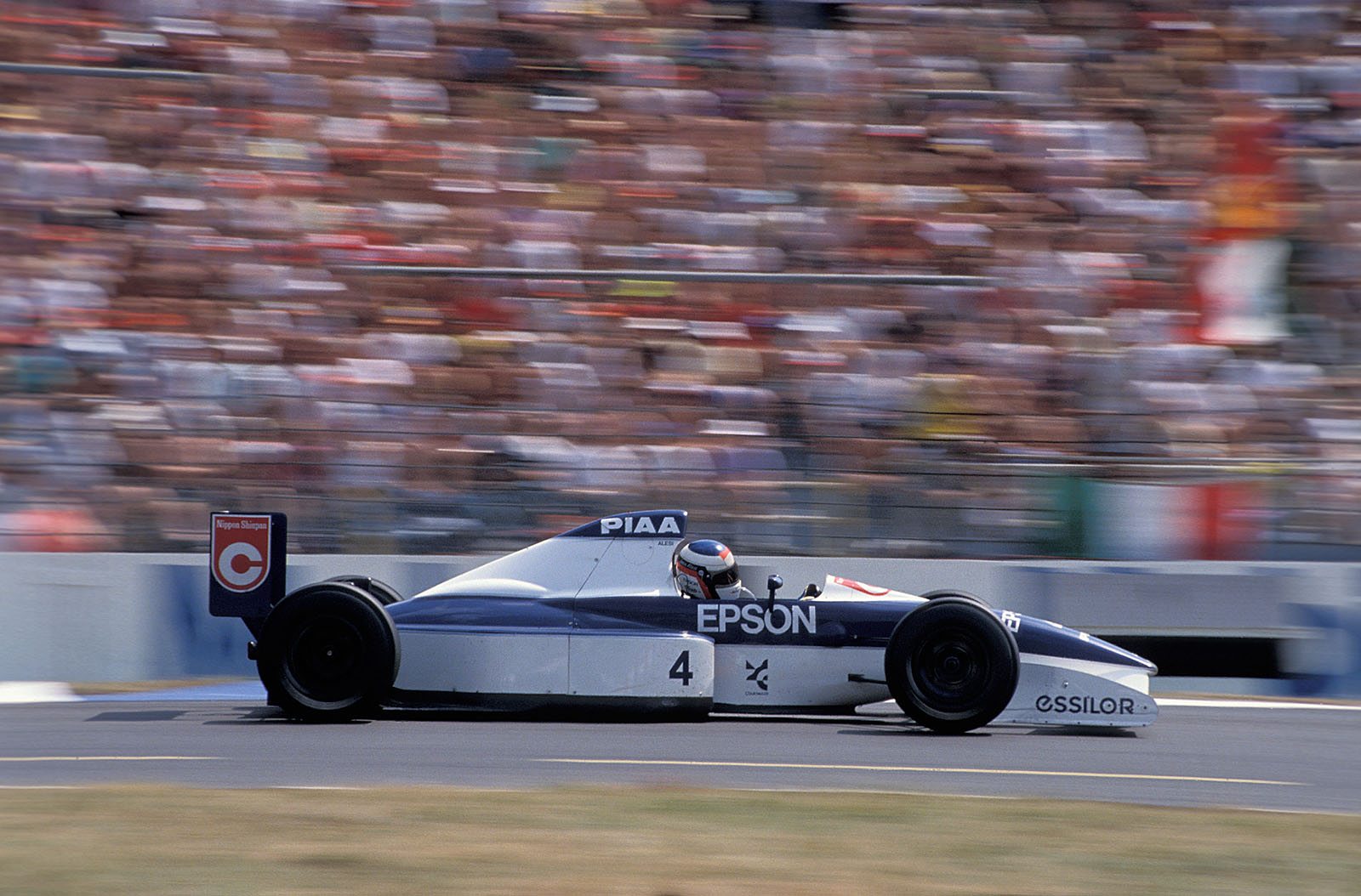 Jean Alesi retires with the Tyrrell-Cosworth five laps before the finish of the German GP Hockenheim 1990