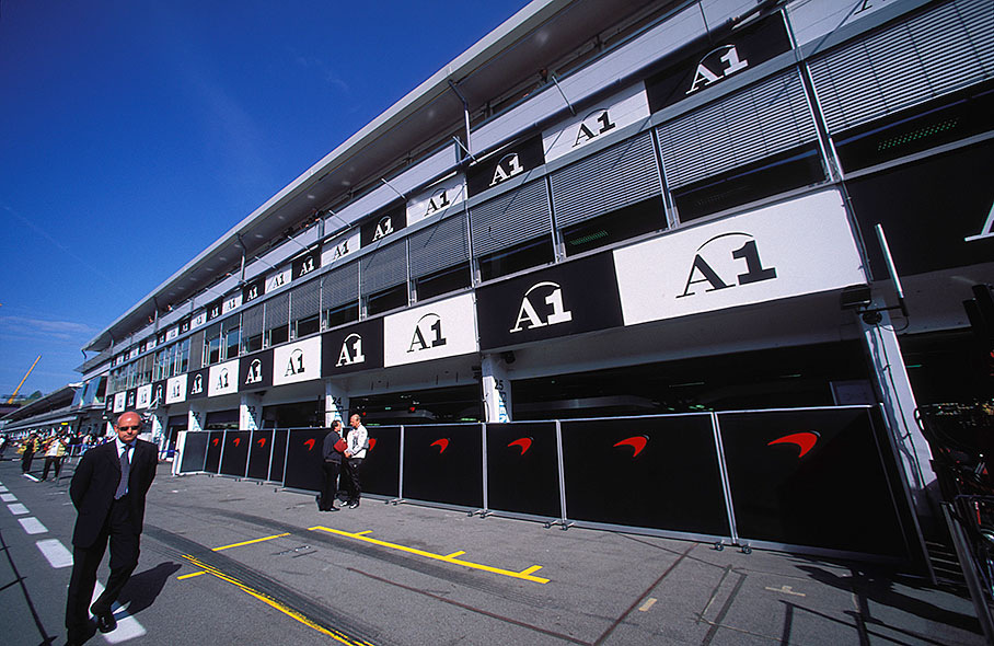 McLaren awaits the paddock club pit walk