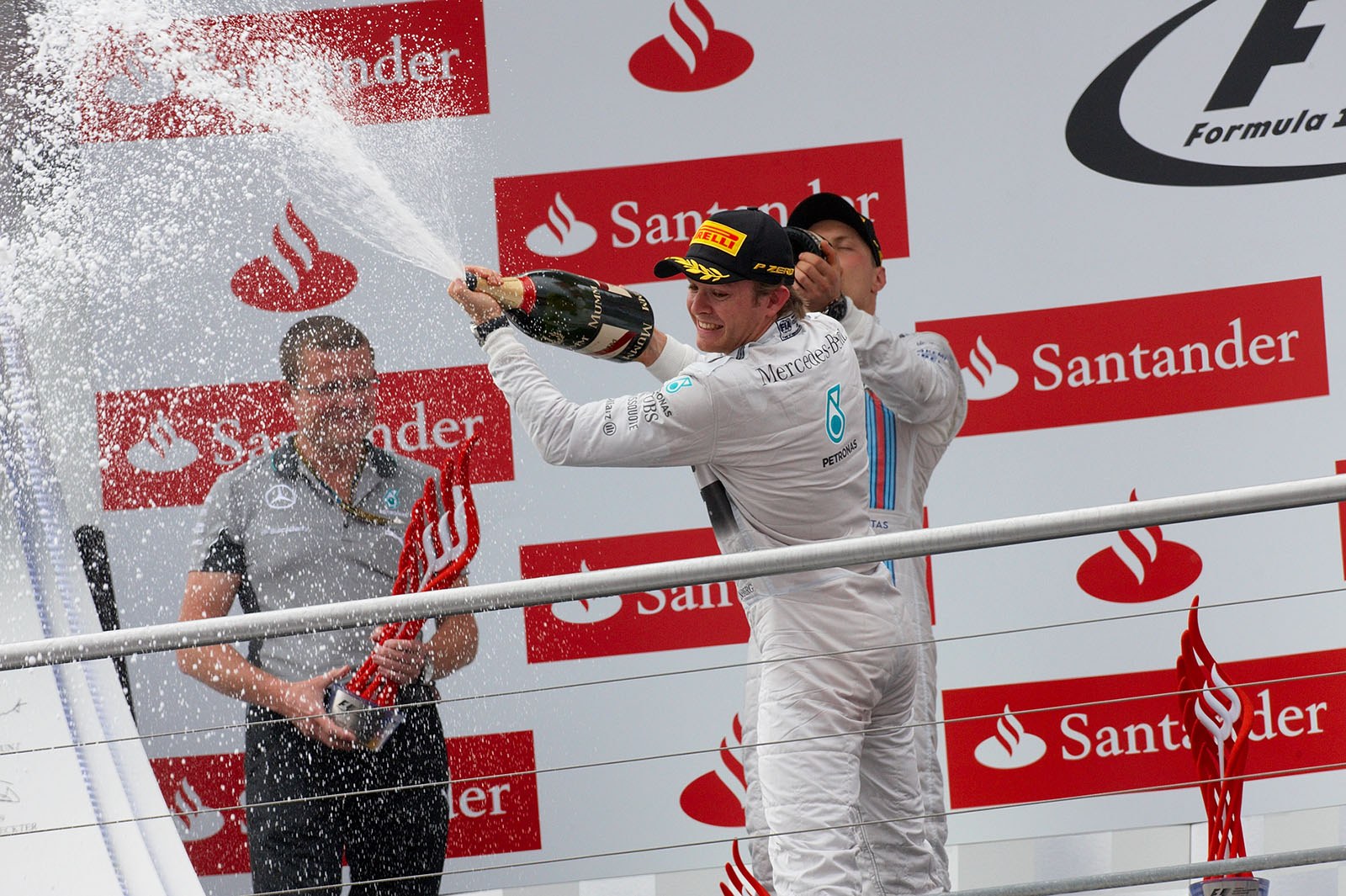 The champagne shower: Race winner Nico Rosberg, Hockenheim, German Grand Prix, 2014