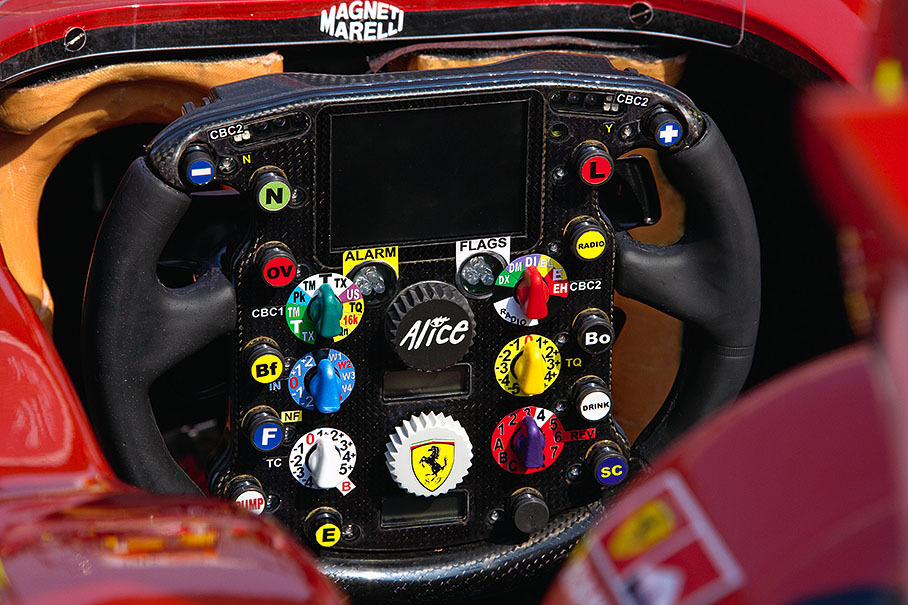 Steering wheel of a Ferrari car