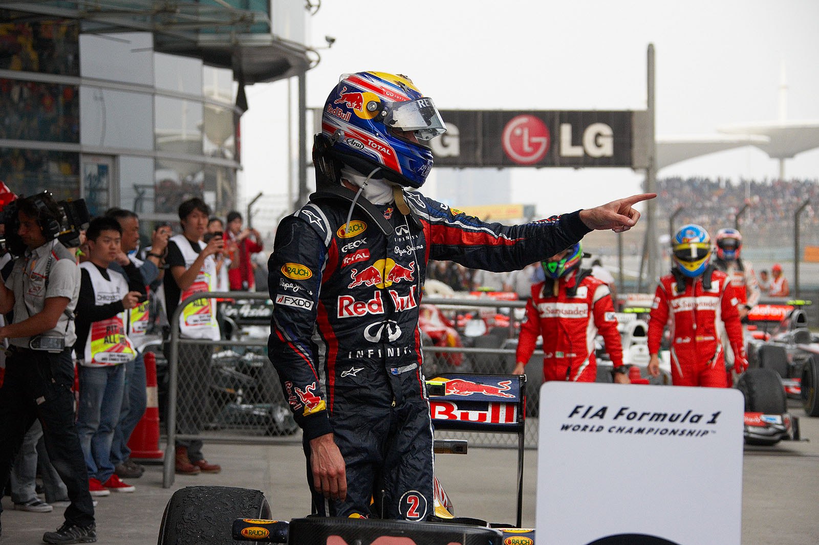 Third placed Mark Webber of Red Bull in parc ferme after the Chinese GP