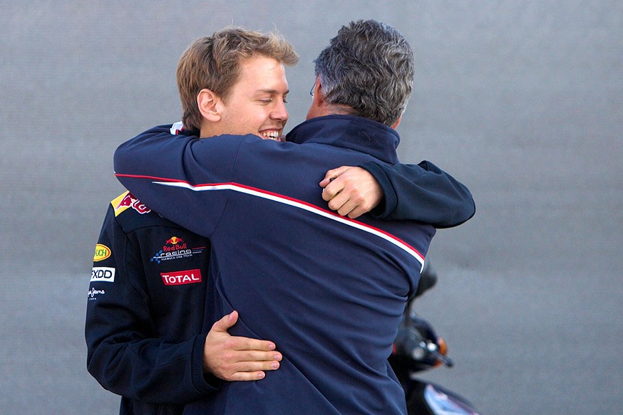 BMW comrades Sebastian Vettel and Dr. Mario Theissen meet again
