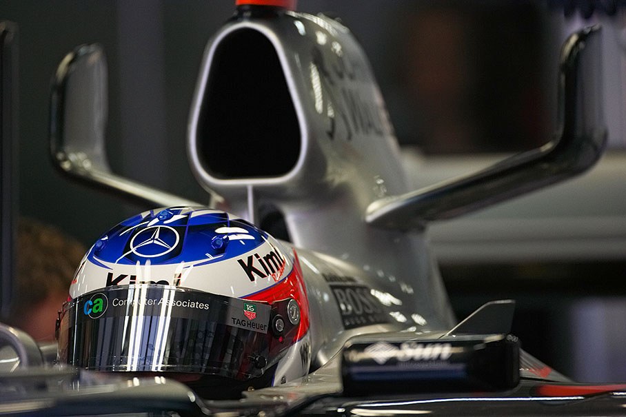 Kimi Raikkonen in his car.