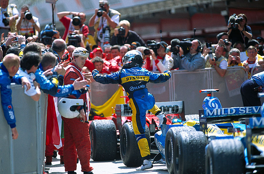 Jarno Trulli dancing in the parc ferme