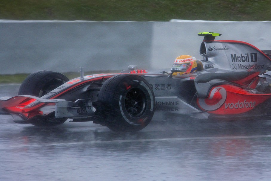 Now free Hamilton quickly returns to dry pits