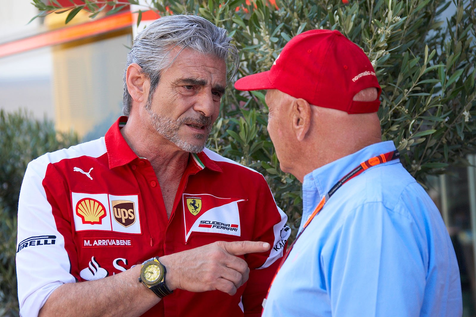 Maurizio Arrivabene with Niki Lauda, Spanish Grand Prix, Barcelona, 2015