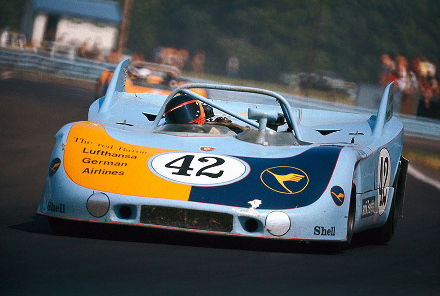 Reinhold Joest's Porsche 908/3 008 #42, driven by Reinhold Joest (D) and Mario Casoni (I), gains fifth place