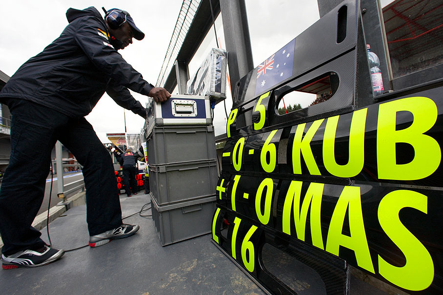 Webber's pit board signals fifth position