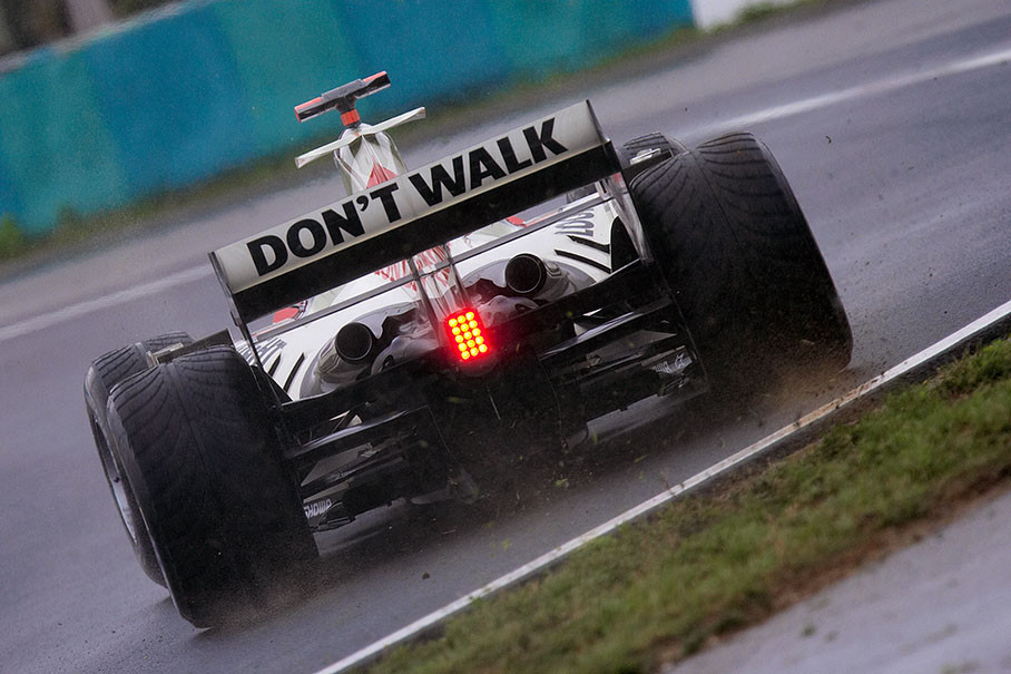 Rubens Barrichello on his way back to the perfect line